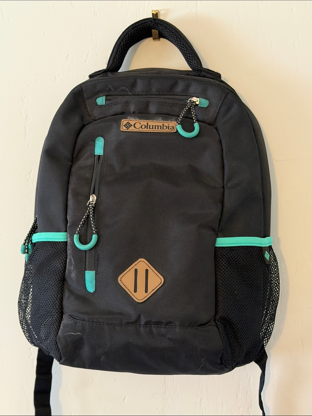 Columbia Black Backpack with Teal Accents